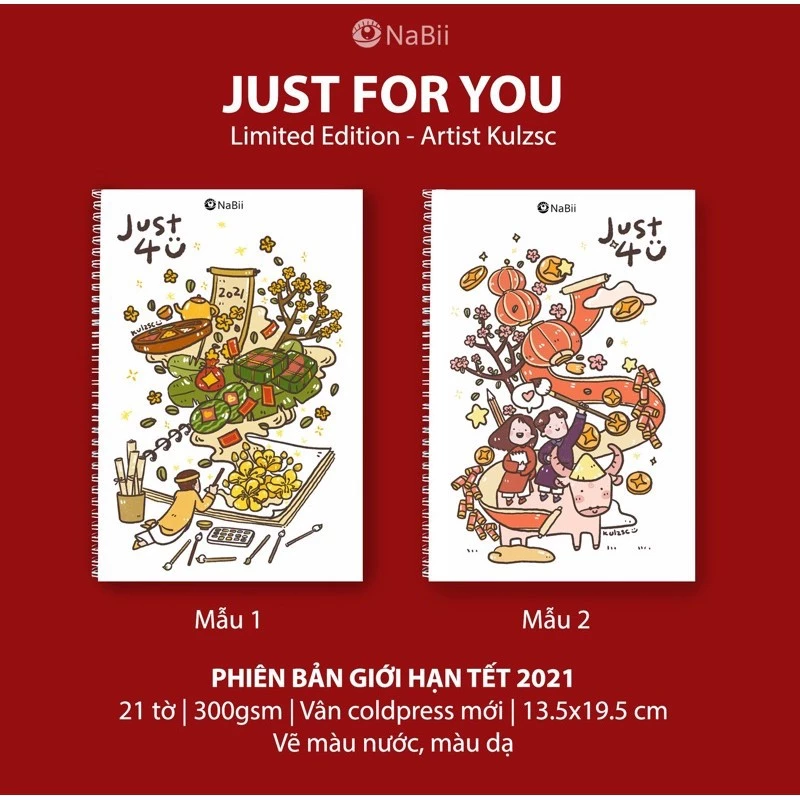 4b4544d7d51b8049bc5ada52c7adda7d.webp Nabii Limited Sổ vẽ màu nước, dạ - phiên bản giới hạn Tết Tân sửu - Image 1