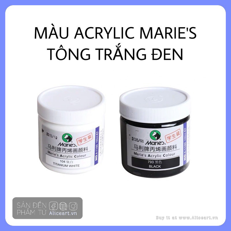 Mau-ngua-Acrylic-3d-Marie-trang-den-100ml.jpg Màu Acrylic Trắng Đen - Image 1