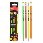 Bút Chì Deli Neon 2B U51800 Thân Gỗ Nhiều Màu Cute Vàng Xanh Hồng Cam Nhạt (Light Pink)