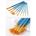 Bộ 10 cọ xanh (có cọ quạt) Bộ 10 cọ vẽ màu nước, acrylic, sơn dầu chuyên nghiệp , đầu sợi nylon với tay cầm bằng gỗ - Image 4