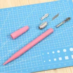 Bộ dụng cụ cắt giấy size A5 tấm lót cắt tự liền Huan Mei nhiều màu sắc, dao trổ kèm lưỡi dao, thước kẻ sắt 15cm - Image 2