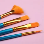 Bộ 10 cọ xanh (có cọ quạt) Bộ 10 cọ vẽ màu nước, acrylic, sơn dầu chuyên nghiệp , đầu sợi nylon với tay cầm bằng gỗ - Image 2