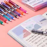 Set 8 Bút Bi Nước,bút chữ A mực Gel trơn tru lâu hết mực, nhanh khô 0.5mm Deli chất lượng cao S855 nhiều màu sắc - Image 4