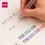 Set 8 Bút bi nước,bút chữ A mực Gel kèm 8 ngòi thay, trơn tru lâu hết mực, nhanh khô 0.5mm Deli chất lượng cao No33160 - Image 2