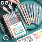 Set 8 Bút bi nước,bút chữ A mực Gel kèm 8 ngòi thay, trơn tru lâu hết mực, nhanh khô 0.5mm Deli chất lượng cao No33160
