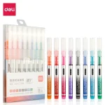Set 8 Bút Bi Nước,bút chữ A mực Gel trơn tru lâu hết mực, nhanh khô 0.5mm Deli chất lượng cao S855 nhiều màu sắc