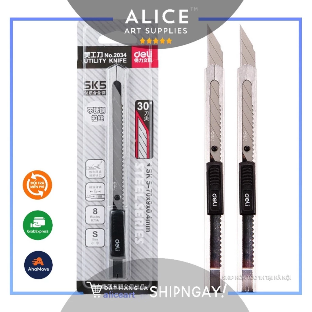 vn-11134207-7ras8-mc6615r4q7rpaf.webp Dao rọc giấy dọc giấy inox DELI 2034 E2034 2054 2031 2061 dao hãng HAND SK5 lưỡi dao bạc, dao đen 30 độ cắt chi tiết - Image 1