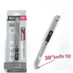 Dao rọc giấy dọc giấy inox DELI 2034 E2034 2054 2031 2061 dao hãng HAND SK5 lưỡi dao bạc, dao đen 30 độ cắt chi tiết - Image 4