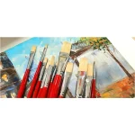 Cọ vẽ lông cứng sơn dầu, acrylic đầu vuông bằng dẹt lông lợn | lông heo | lông thú | cán dài đỏ Sunway nhiều size 0 - 12 - Image 3
