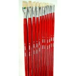Cọ vẽ lông cứng sơn dầu, acrylic đầu vuông bằng dẹt lông lợn | lông heo | lông thú | cán dài đỏ Sunway nhiều size 0 - 12 - Image 2