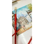 Cọ vẽ lông cứng sơn dầu, acrylic đầu vuông bằng dẹt lông lợn | lông heo | lông thú | cán dài đỏ Sunway nhiều size 0 - 12 - Image 5